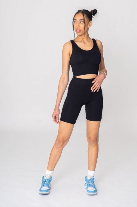 Ensemble noir sport côtelé - Cinelle Paris, mode femme tendance