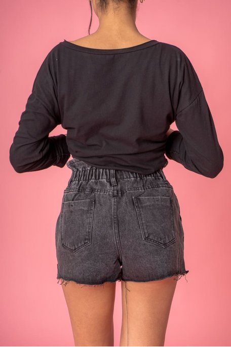 Short jean hotsell noir taille haute