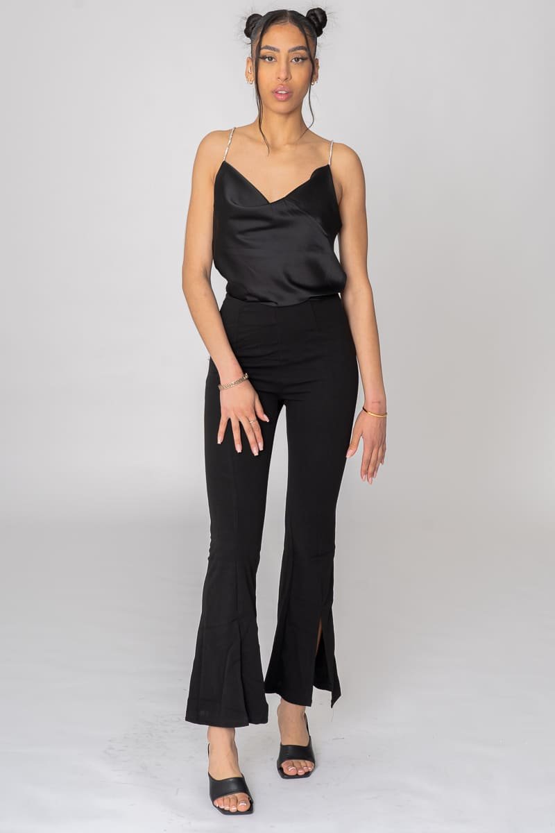 Pantalon noir online évasé fendu