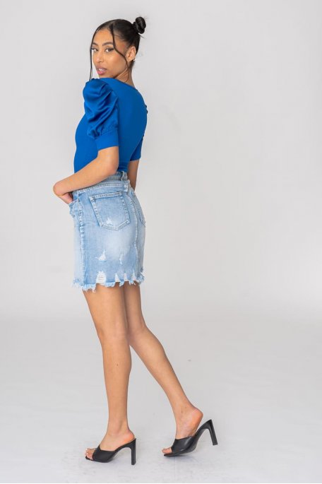 Ripped denim skirt 3d cheap