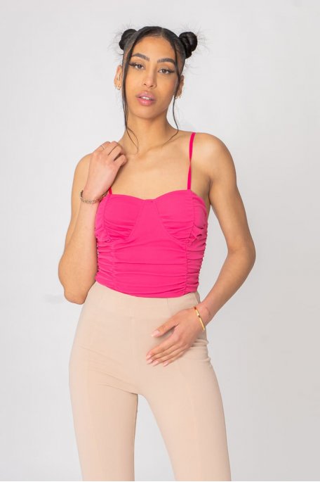Fuchsia strapped crop top
