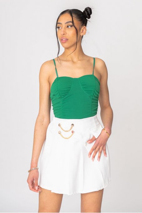 Crop top froncé bretelle vert