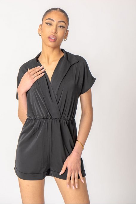 Combishort fluide décolleté croisé noir