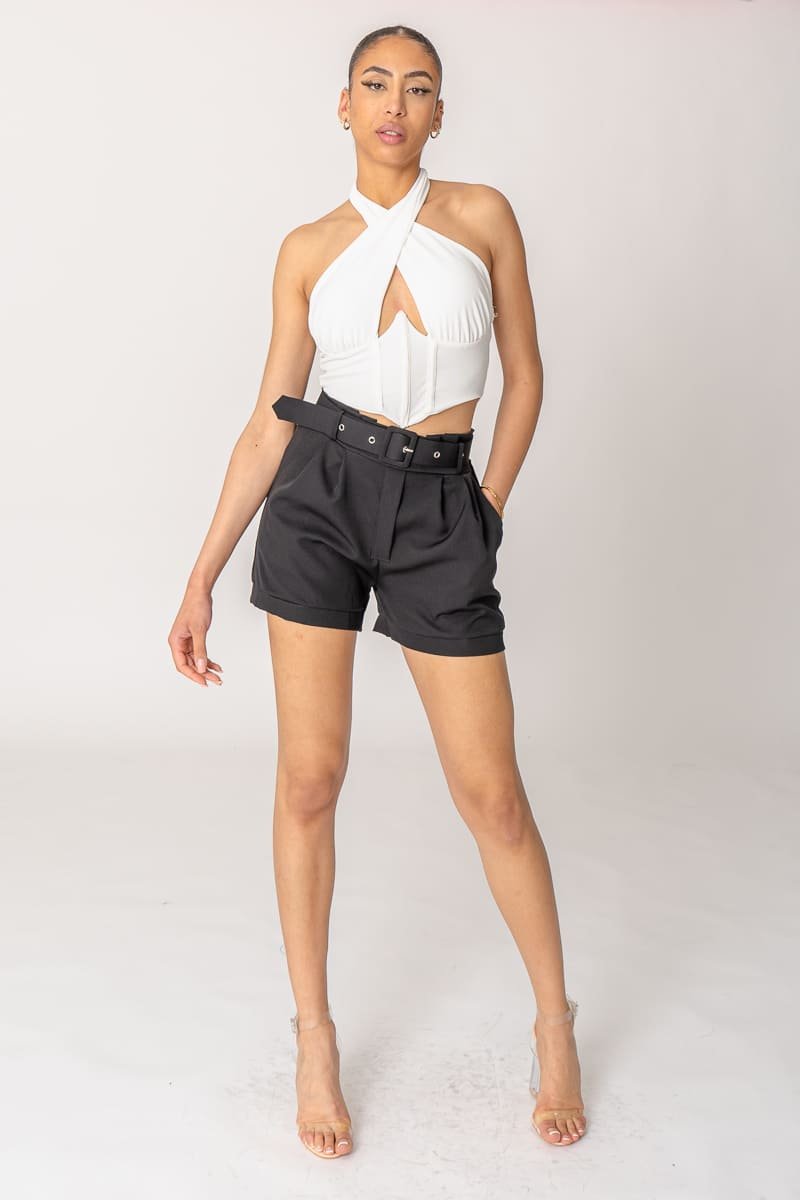 Short noir ceinture Cinelle Paris mode femme tendance