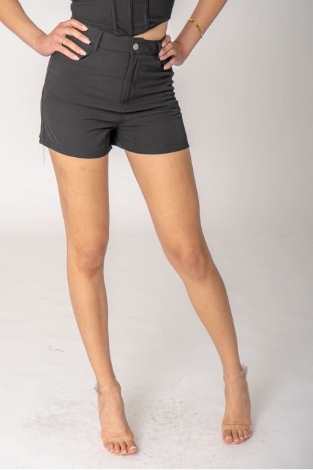 Fließende Shorts mit hoher Taille schwarz