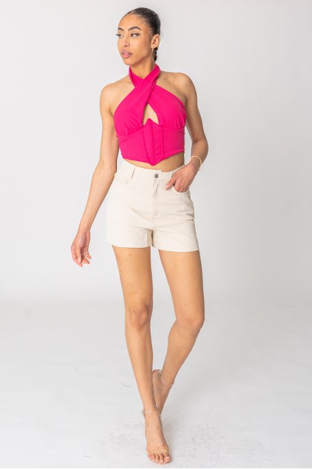 Fluid shorts high waist beige