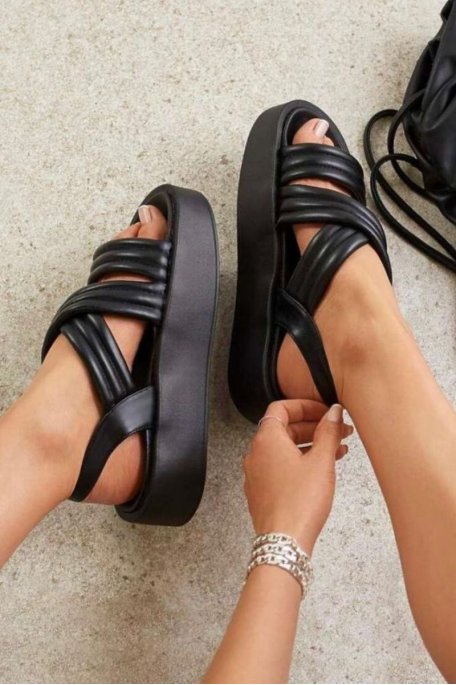 Black platform sandals