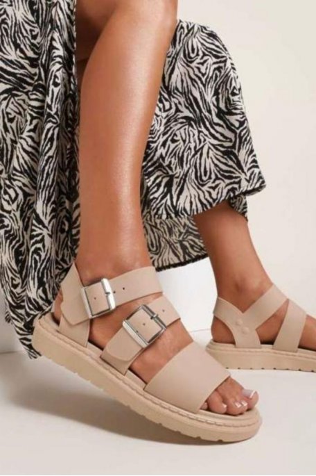 Sandales à plateforme brides épaisses beige