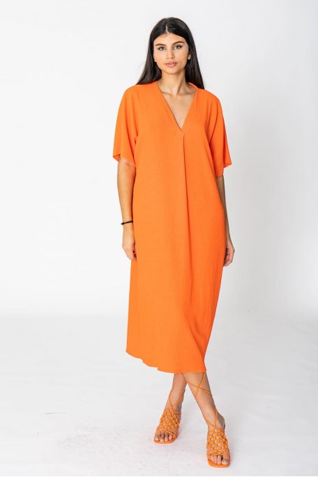 Robe tee-shirt longue orange