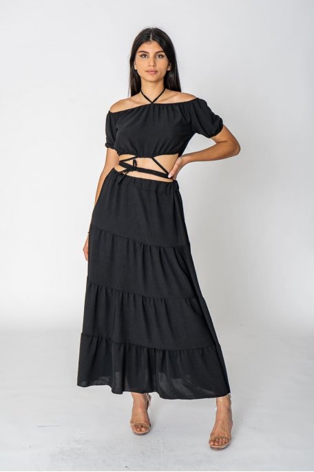 Set Crop Top Rock lang schwarz