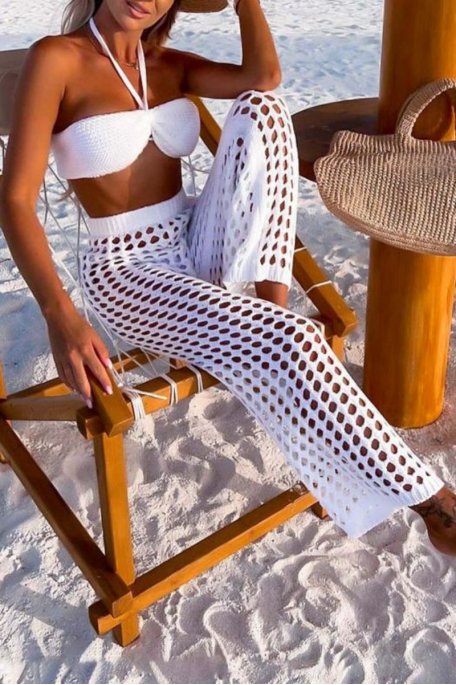 Ensemble de plage en maille blanc