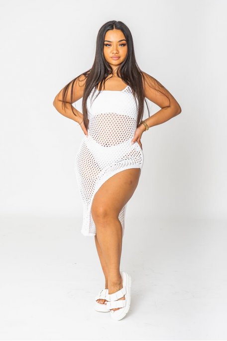 White openwork beach dress