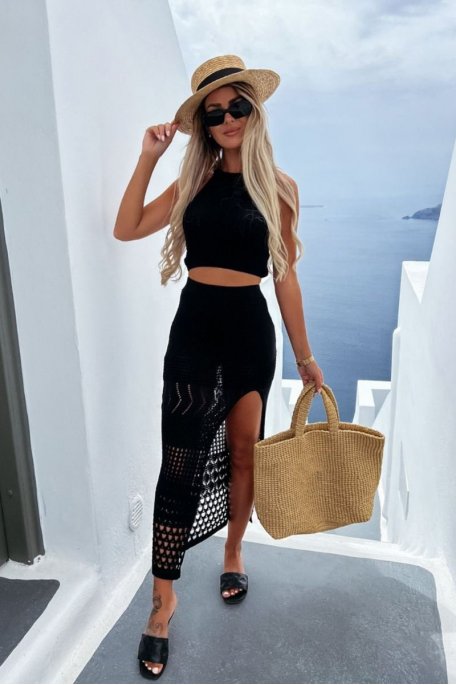 Beach set tank top skirt black