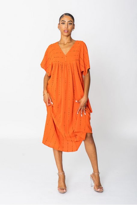 Robe longue ample coton orange