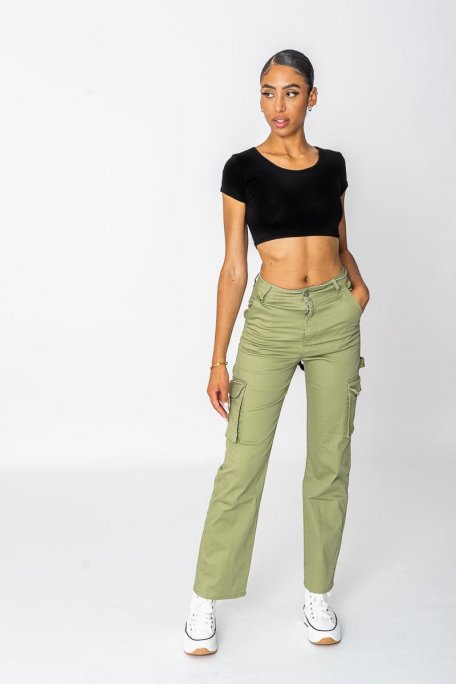 Green straight cargo pants