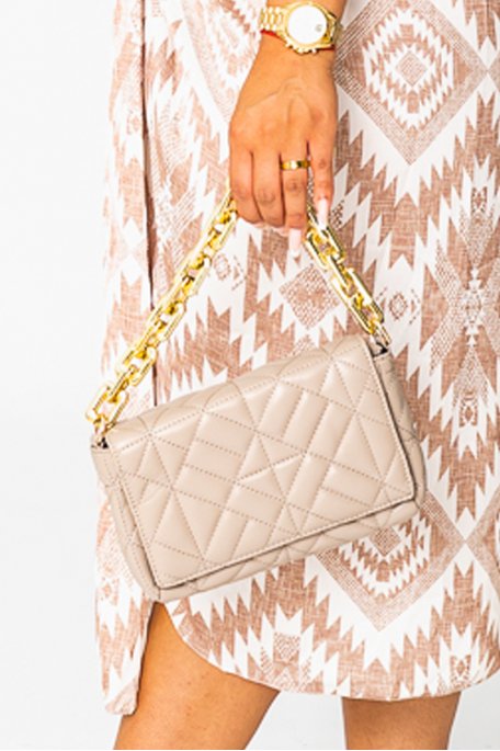 Beige quilted chain bag