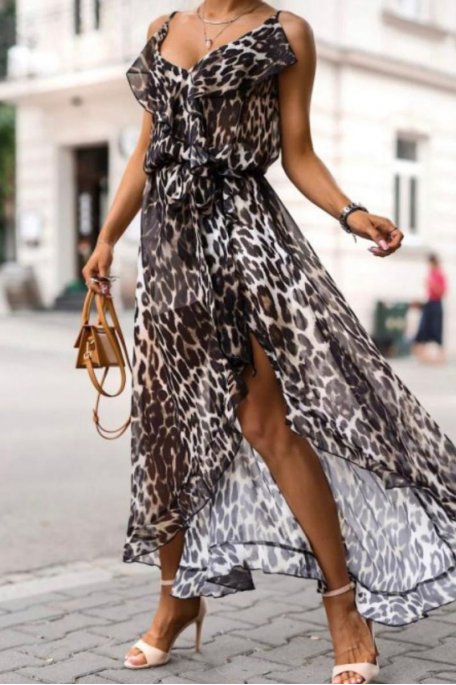 Black leopard dress