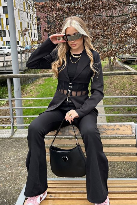 Veste blazer style corset noir