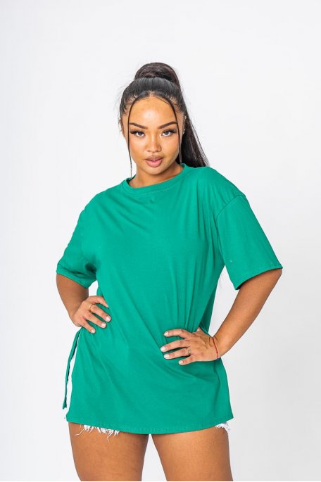 Tee-shirt fendu uni vert
