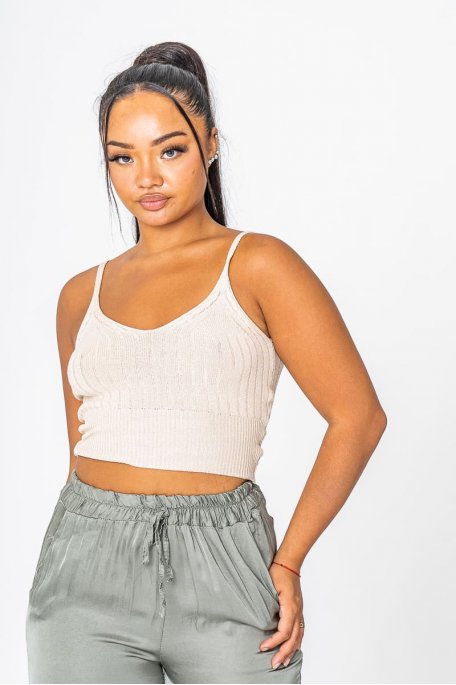 Crop top bustier ficelles blanc - Cinelle Paris, mode femme tendance.