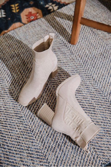 Bottines beige daim talon top