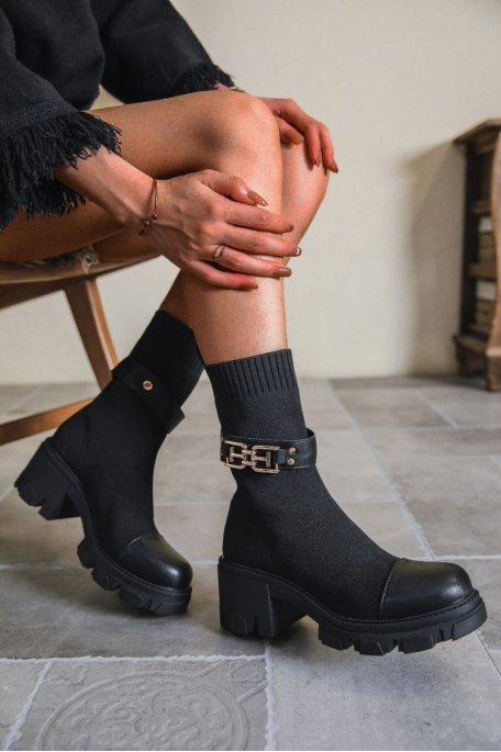 Black sock-belt style boots