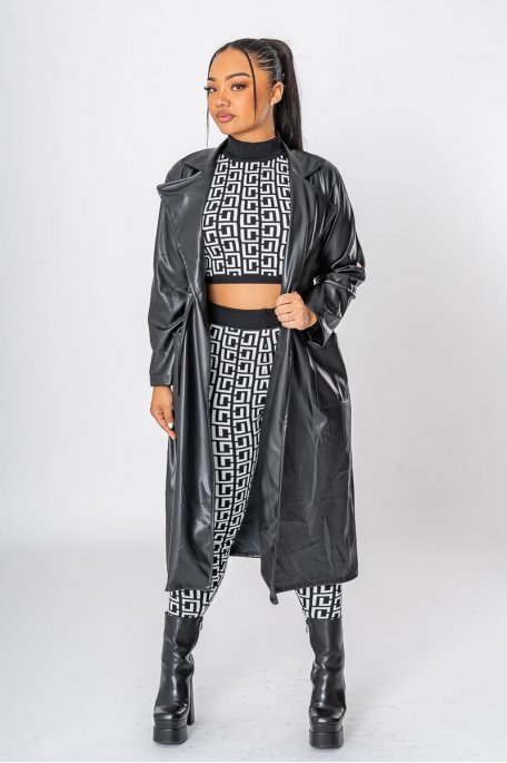 Schwarze Jacke aus Kunstleder