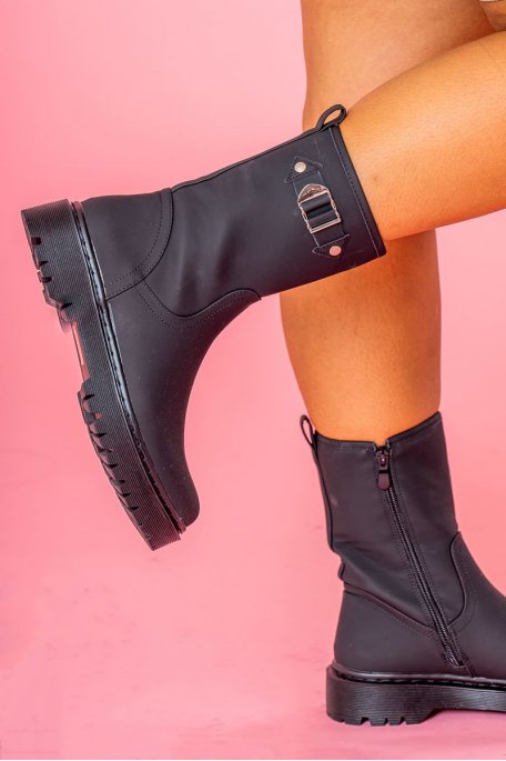 Small black buckle ankle boots