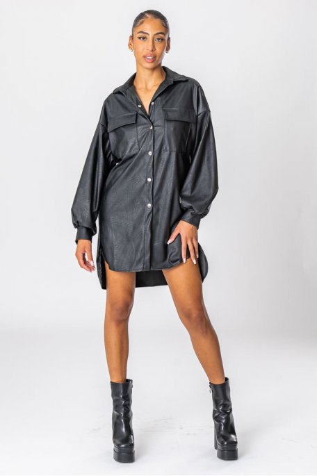 Black imitation leather jacket