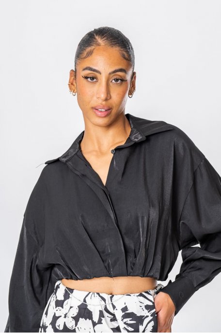 Elasticated black crop top