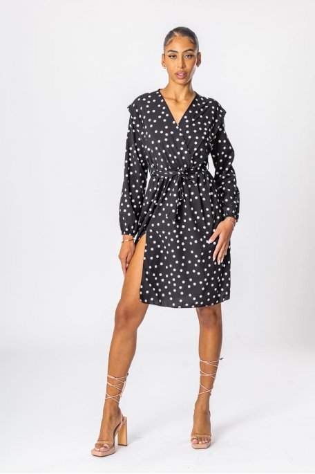 Short dress with black polka dots