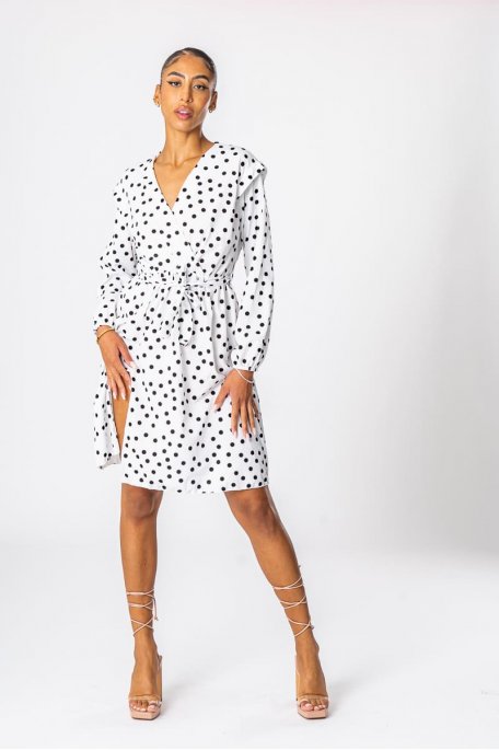 Short dress with white polka dots