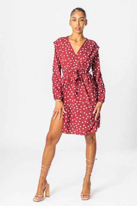 Short dress with red polka dots