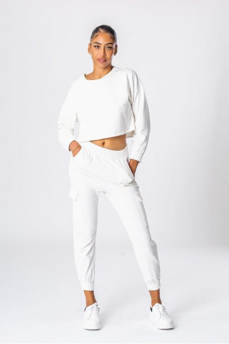 White cargo style jogging suit