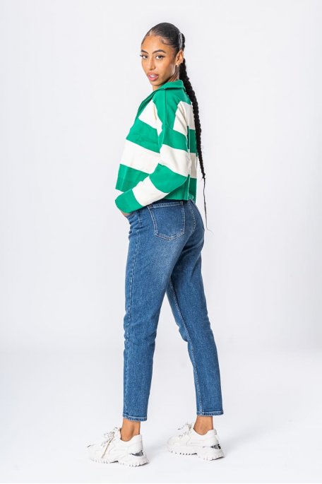 Jean mom sales bleu brut