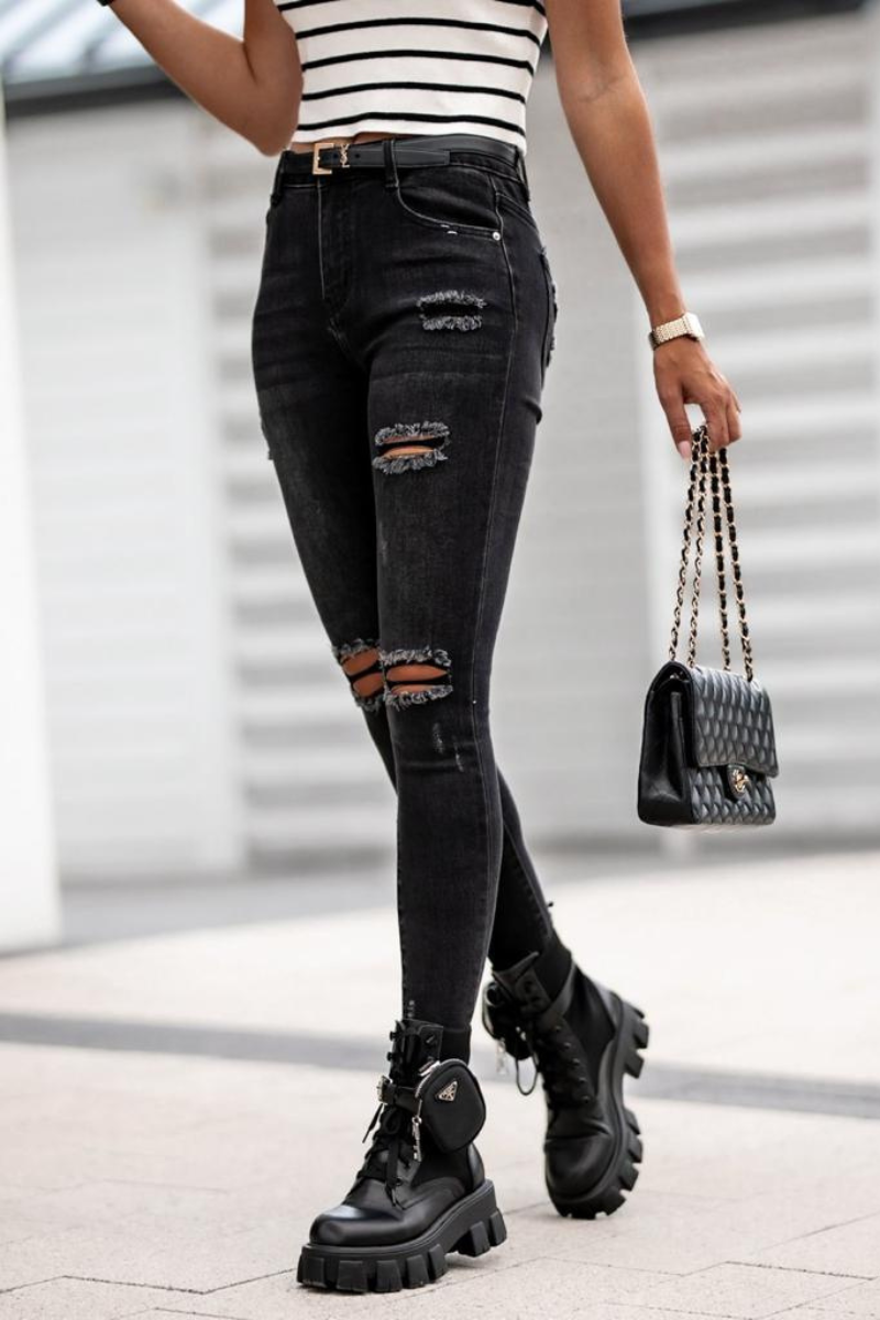 Short en jean gris taille élastique - Cinelle Paris, mode femme tendance