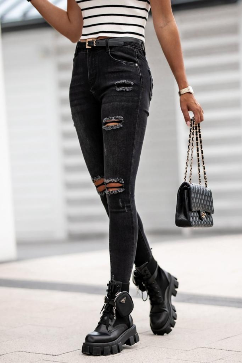 Jean skinny dechire noir Cinelle Paris mode femme tendance