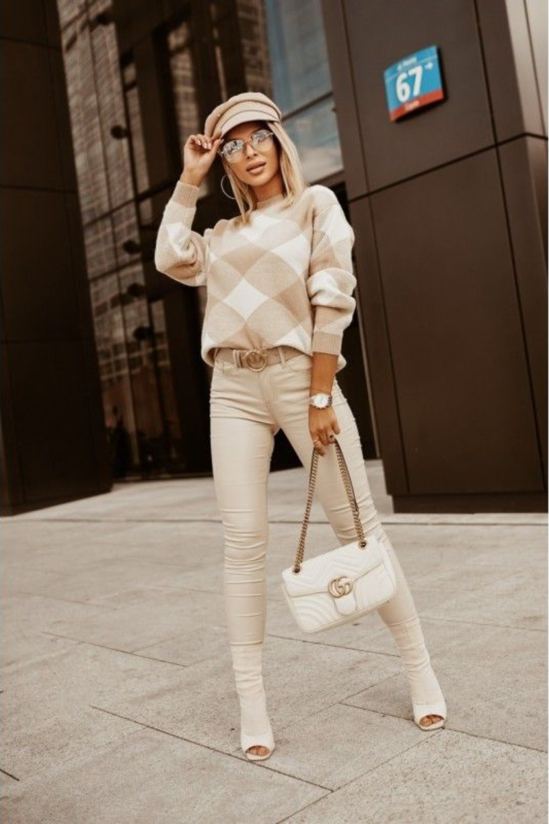 Pantalon beige top femme slim