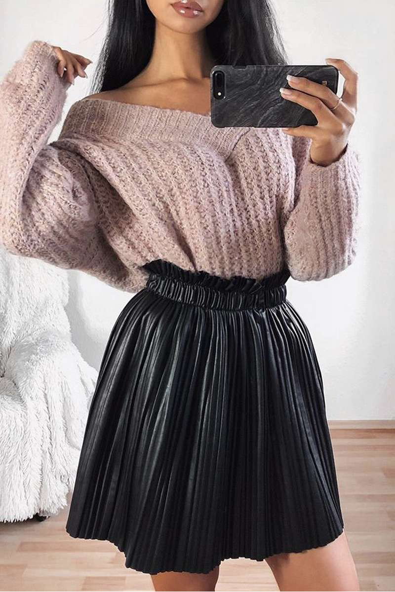 Jupe courte plissée similicuir - Cinelle Paris, mode femme tendance