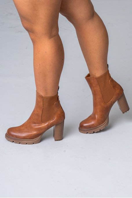 Bottines à talons chelsea camel