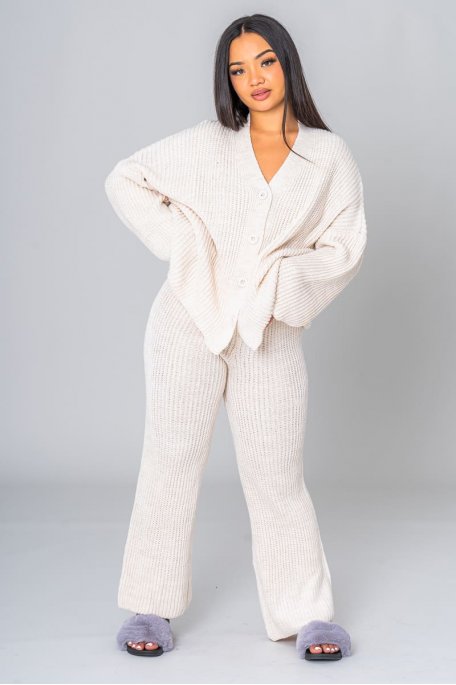 Ensemble oversize à boutons beige