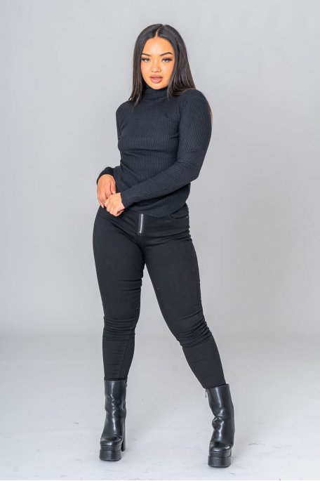 Skinny Jeans mit Reißverschluss schwarz