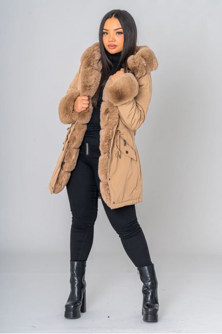 parka camel femme fourrure