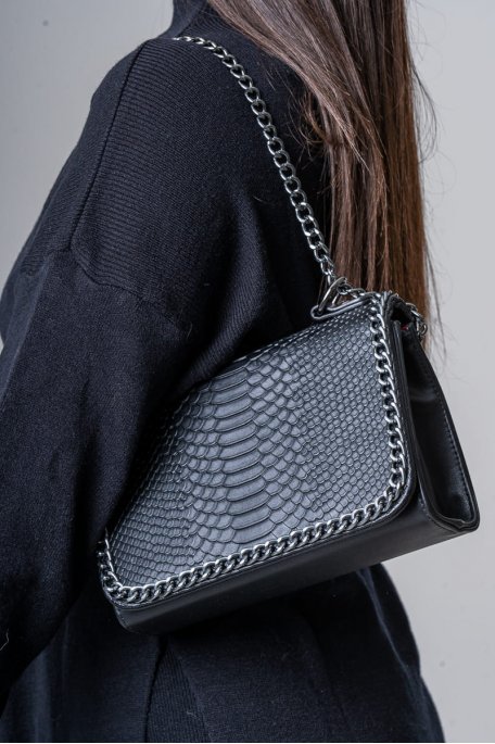 Sac à chaîne effet python noir