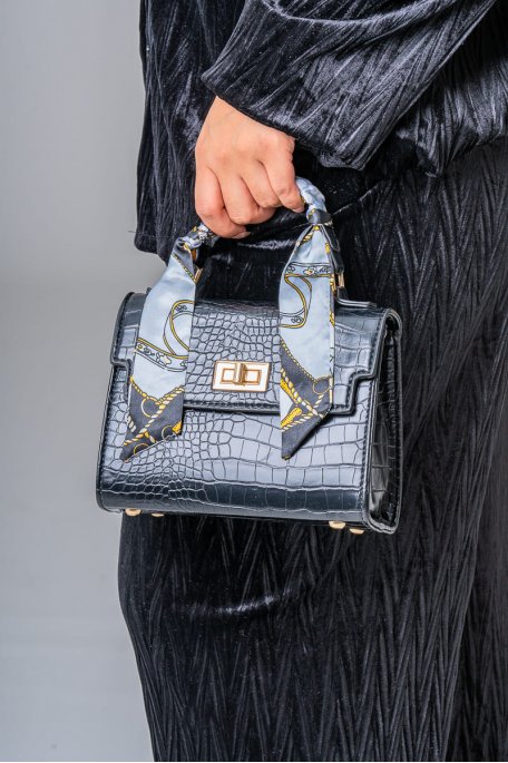 Kleine vegane Ledertasche Halstuch schwarz