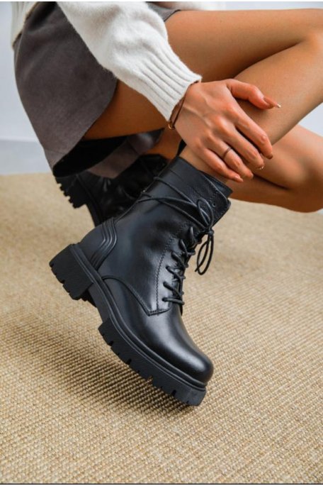 Black lace-up boots