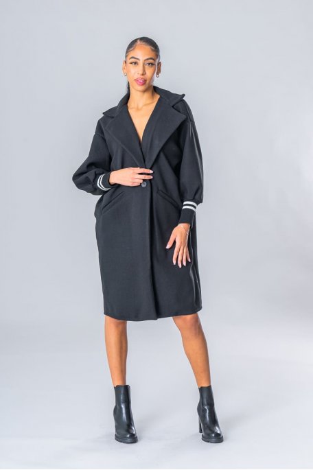 Manteau mi-long col classique noir