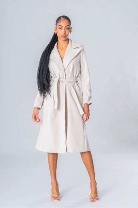 Manteau ceinturé beige