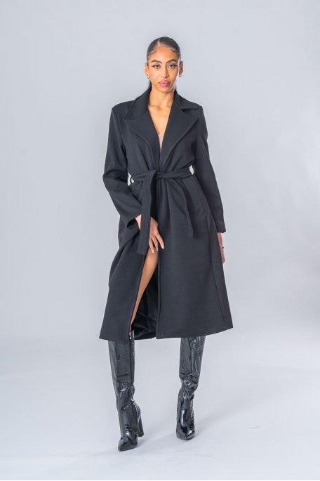 Manteau ceinturé noir