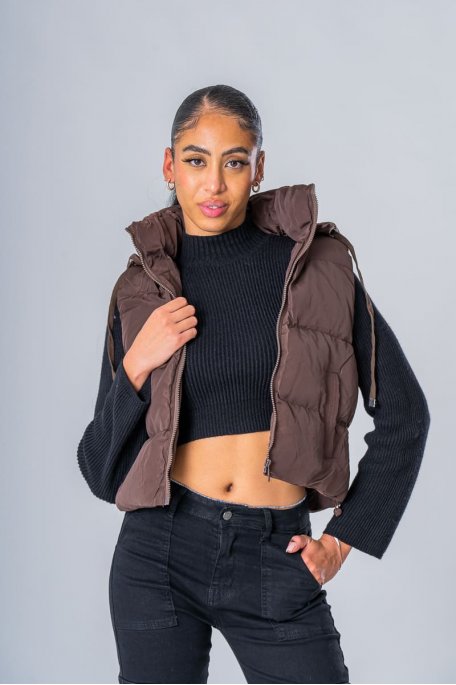 manteau sans manche capuche